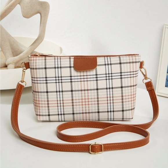 ⚠️Clearance Brown Plaid Pattern Square Crossbody Bag - Picture 2 of 6